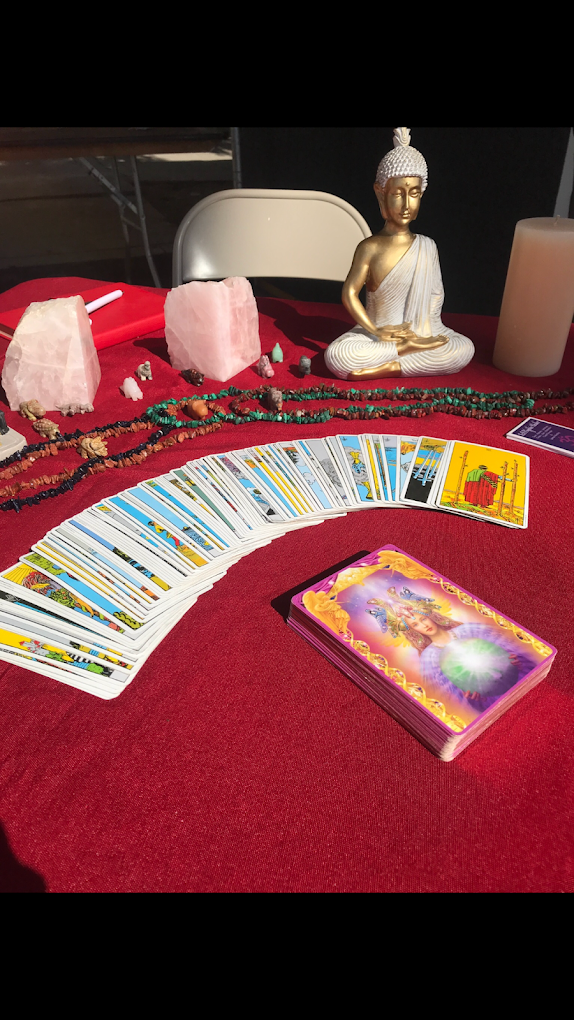 Tarot card spread on velvet